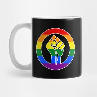 Black Lives Matter Fist Circled LGBTQ Flag Pride Rainbow Mug